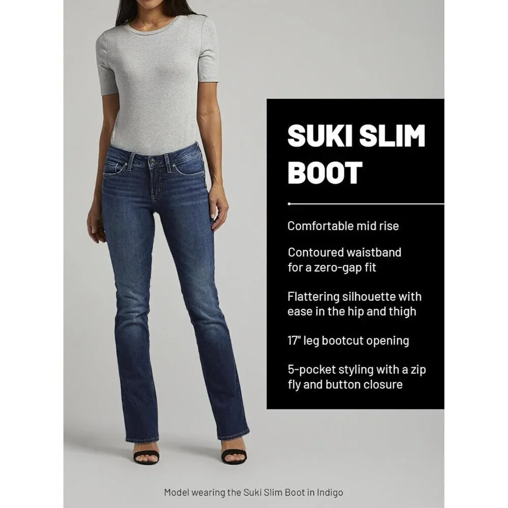 Women's Curvy Fit Slim Bootcut Jeans Light Wash Cotton Elastane Mid Rise